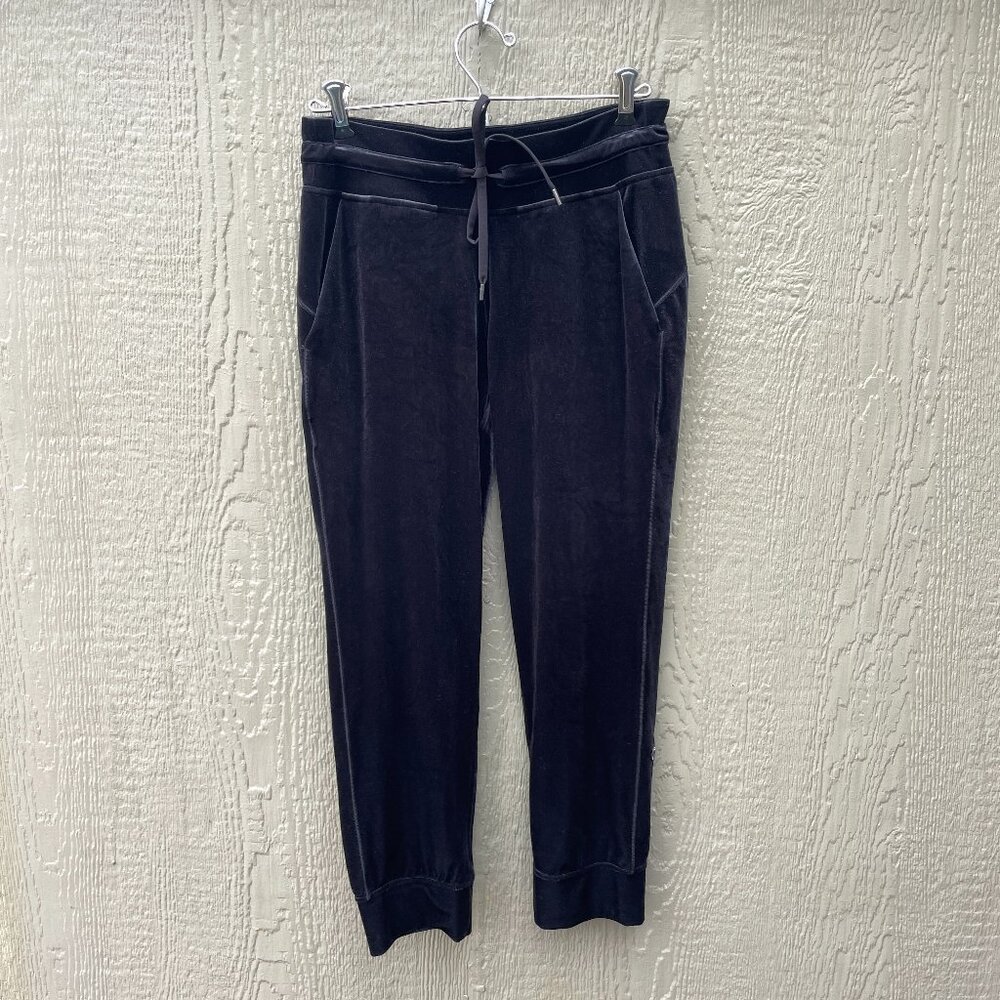 Lululemon Size 6 Ready to Crush High Rise Velour Velvet Black Jogger Pants